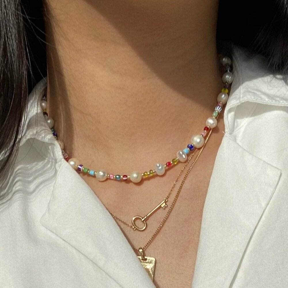 Colorful Freshwater Pearl Beaded Necklace